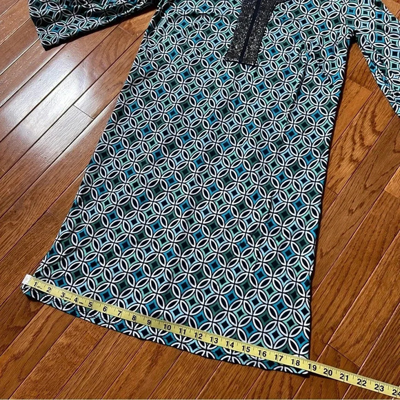 Ann Taylor LOFT Women Shift Dress 6 Blue Beads Preppy Casual Mandala Work Modest - Picture 16 of 17